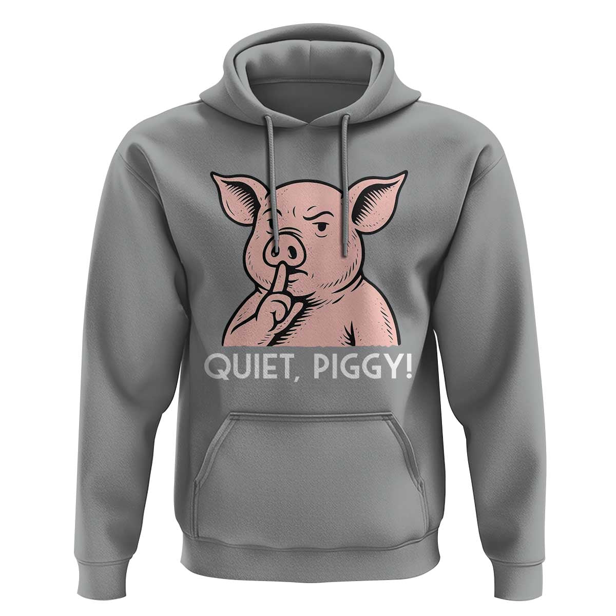 Quiet Piggy Funny Shushing Pig Hoodie Funny Political Satire Cute Cartoon Animal Humor - Wonder Print Shop