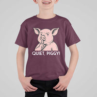 Quiet Piggy Funny Shushing Pig T Shirt For Kid Funny Political Satire Cute Cartoon Animal Humor - Wonder Print Shop