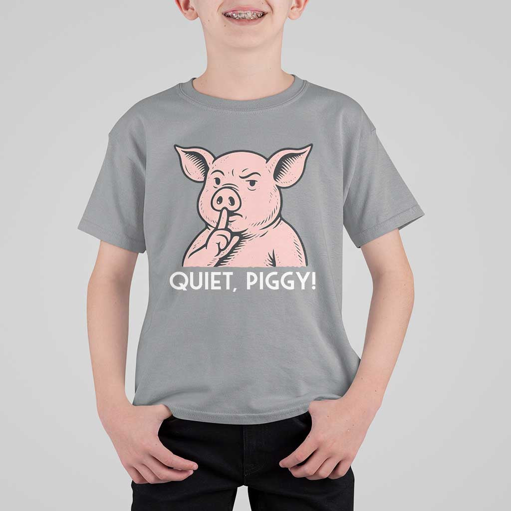Quiet Piggy Funny Shushing Pig T Shirt For Kid Funny Political Satire Cute Cartoon Animal Humor - Wonder Print Shop