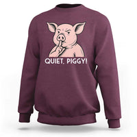 Quiet Piggy Funny Shushing Pig Sweatshirt Funny Political Satire Cute Cartoon Animal Humor - Wonder Print Shop