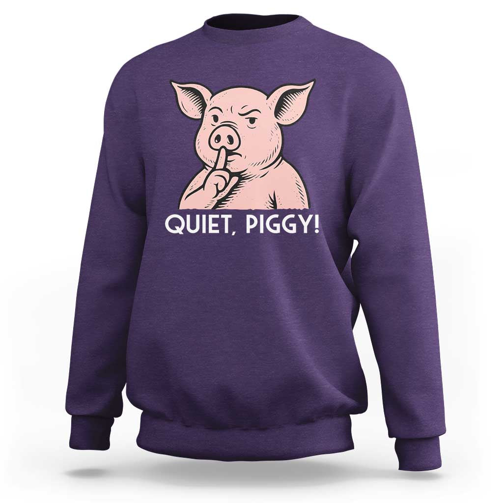 Quiet Piggy Funny Shushing Pig Sweatshirt Funny Political Satire Cute Cartoon Animal Humor - Wonder Print Shop