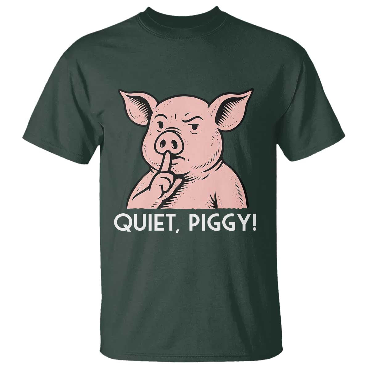Quiet Piggy Funny Shushing Pig T Shirt Funny Political Satire Cute Cartoon Animal Humor - Wonder Print Shop