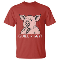 Quiet Piggy Funny Shushing Pig T Shirt Funny Political Satire Cute Cartoon Animal Humor - Wonder Print Shop
