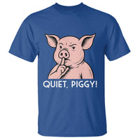 Quiet Piggy Funny Shushing Pig T Shirt Funny Political Satire Cute Cartoon Animal Humor - Wonder Print Shop