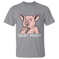 Quiet Piggy Funny Shushing Pig T Shirt Funny Political Satire Cute Cartoon Animal Humor - Wonder Print Shop