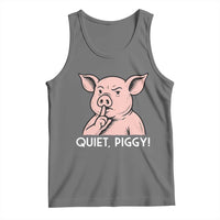 Quiet Piggy Funny Shushing Pig Tank Top Funny Political Satire Cute Cartoon Animal Humor - Wonder Print Shop