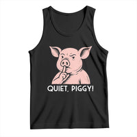 Quiet Piggy Funny Shushing Pig Tank Top Funny Political Satire Cute Cartoon Animal Humor - Wonder Print Shop
