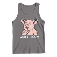 Quiet Piggy Funny Shushing Pig Tank Top Funny Political Satire Cute Cartoon Animal Humor - Wonder Print Shop