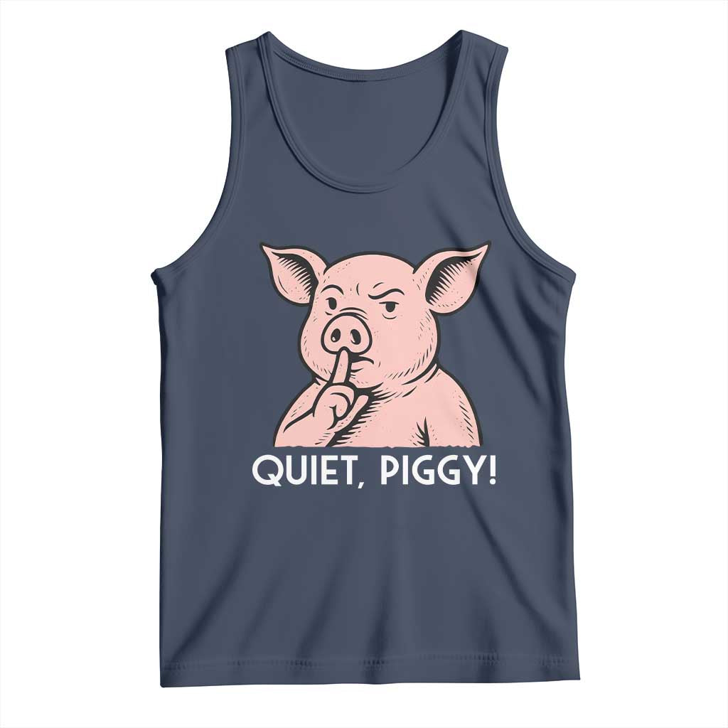 Quiet Piggy Funny Shushing Pig Tank Top Funny Political Satire Cute Cartoon Animal Humor - Wonder Print Shop