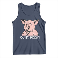 Quiet Piggy Funny Shushing Pig Tank Top Funny Political Satire Cute Cartoon Animal Humor - Wonder Print Shop