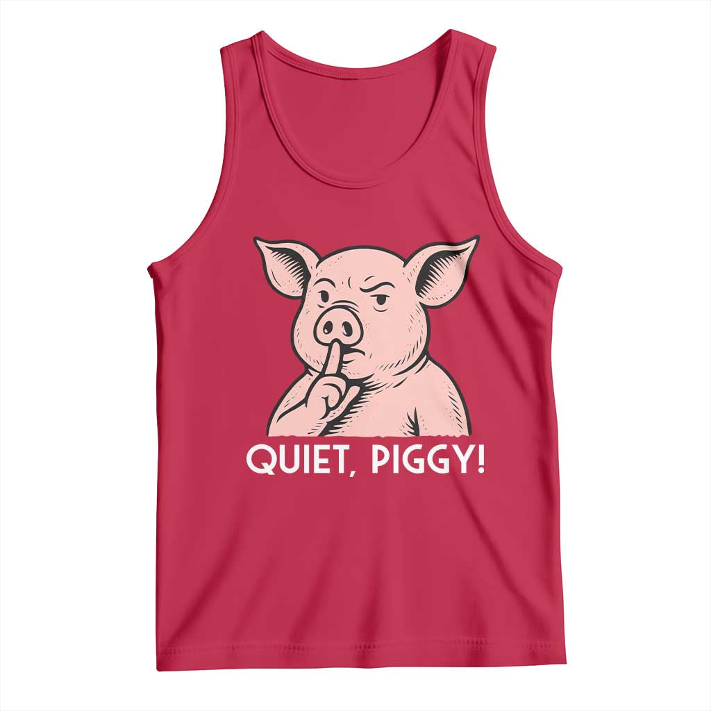 Quiet Piggy Funny Shushing Pig Tank Top Funny Political Satire Cute Cartoon Animal Humor - Wonder Print Shop