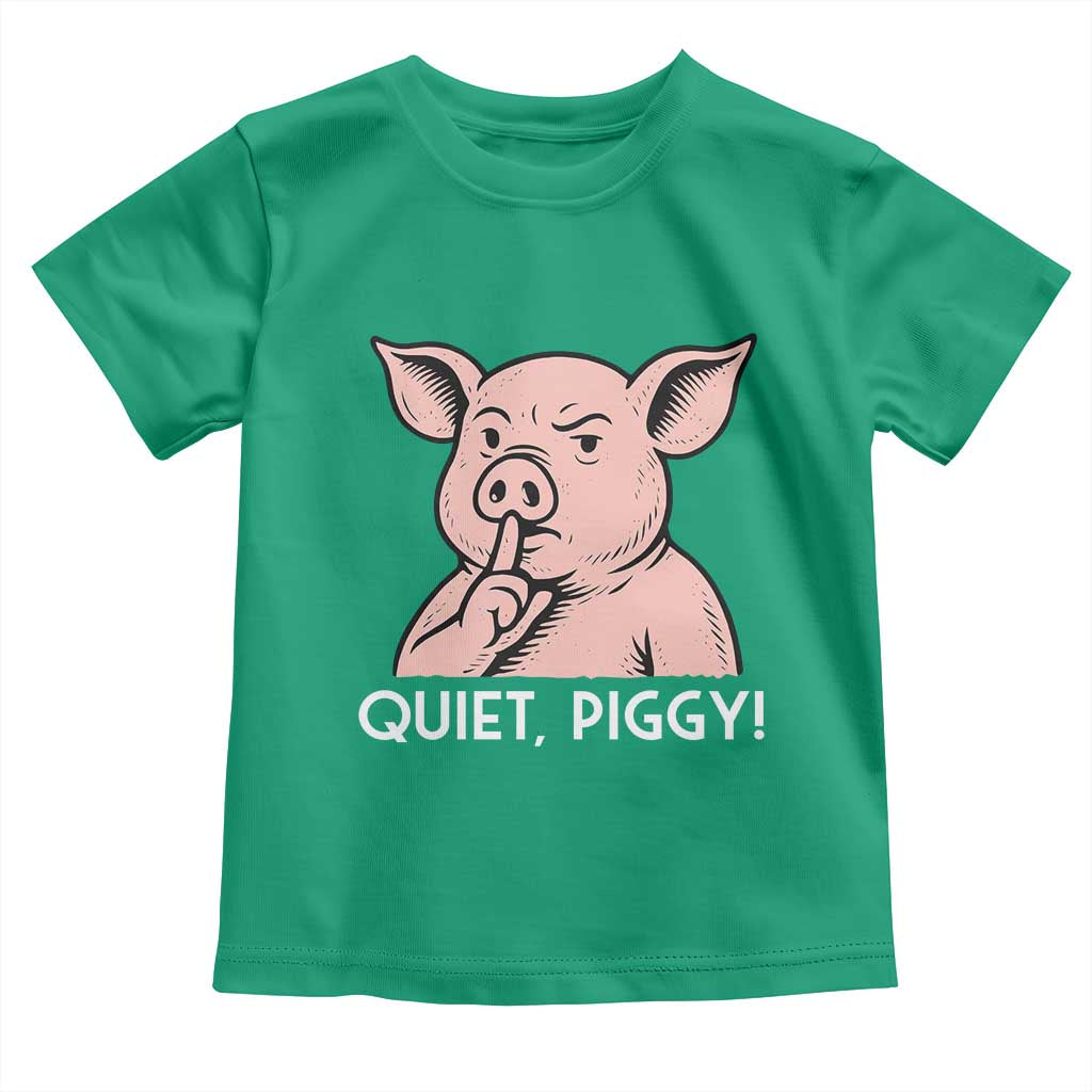 Quiet Piggy Funny Shushing Pig Toddler T Shirt Funny Political Satire Cute Cartoon Animal Humor - Wonder Print Shop