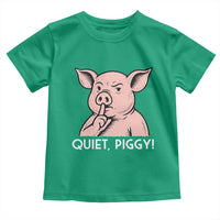 Quiet Piggy Funny Shushing Pig Toddler T Shirt Funny Political Satire Cute Cartoon Animal Humor - Wonder Print Shop