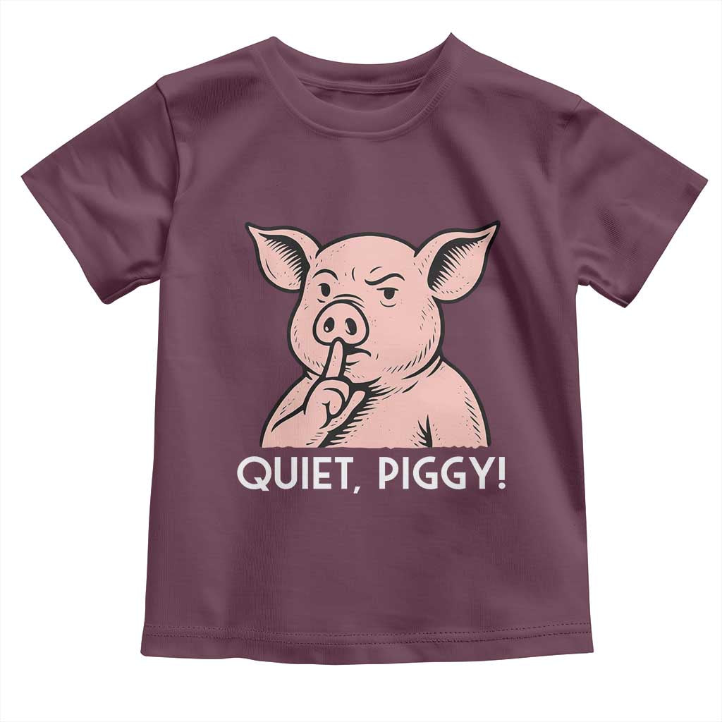 Quiet Piggy Funny Shushing Pig Toddler T Shirt Funny Political Satire Cute Cartoon Animal Humor - Wonder Print Shop