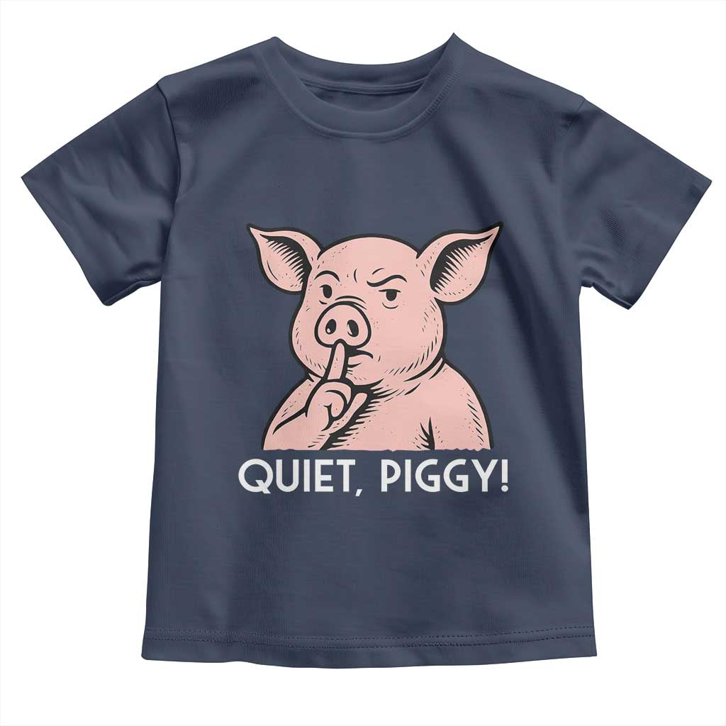 Quiet Piggy Funny Shushing Pig Toddler T Shirt Funny Political Satire Cute Cartoon Animal Humor - Wonder Print Shop