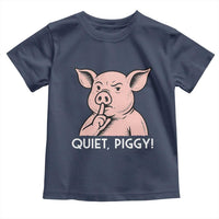 Quiet Piggy Funny Shushing Pig Toddler T Shirt Funny Political Satire Cute Cartoon Animal Humor - Wonder Print Shop