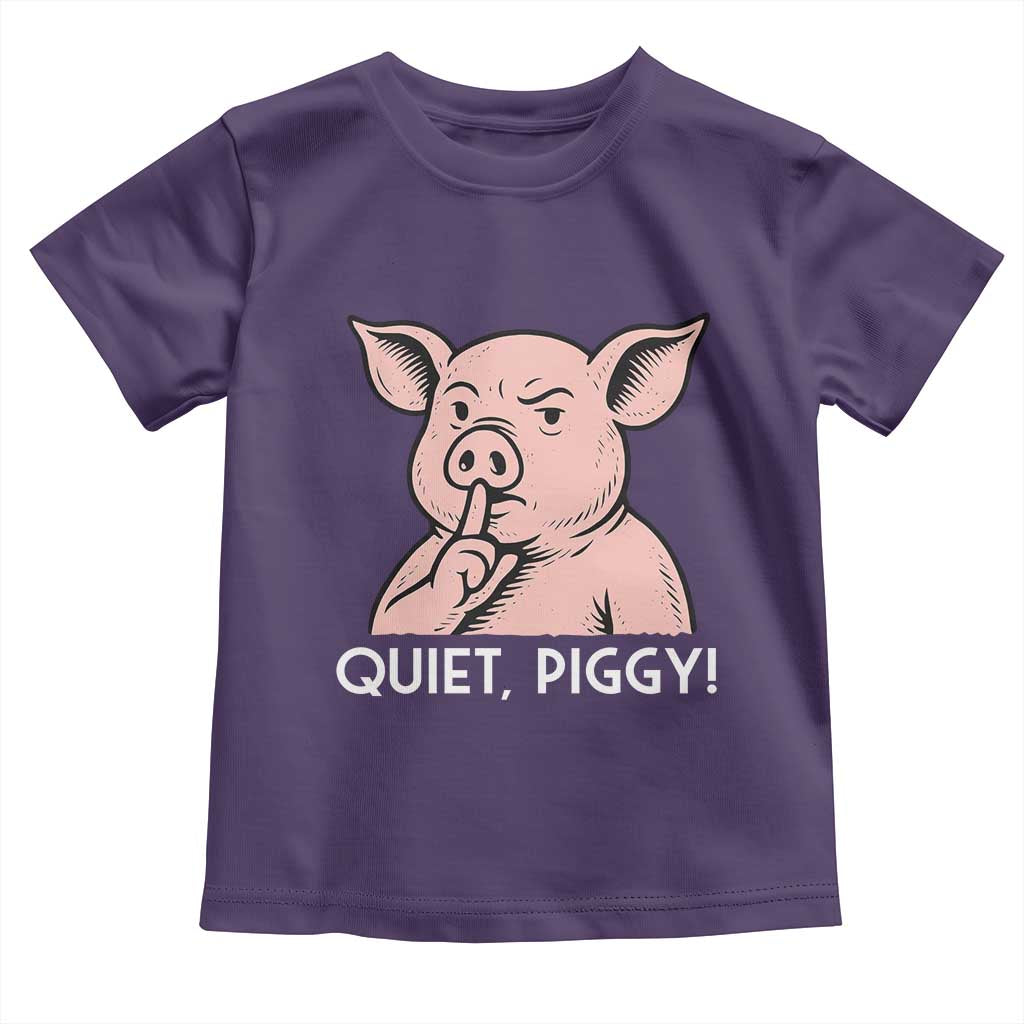 Quiet Piggy Funny Shushing Pig Toddler T Shirt Funny Political Satire Cute Cartoon Animal Humor - Wonder Print Shop