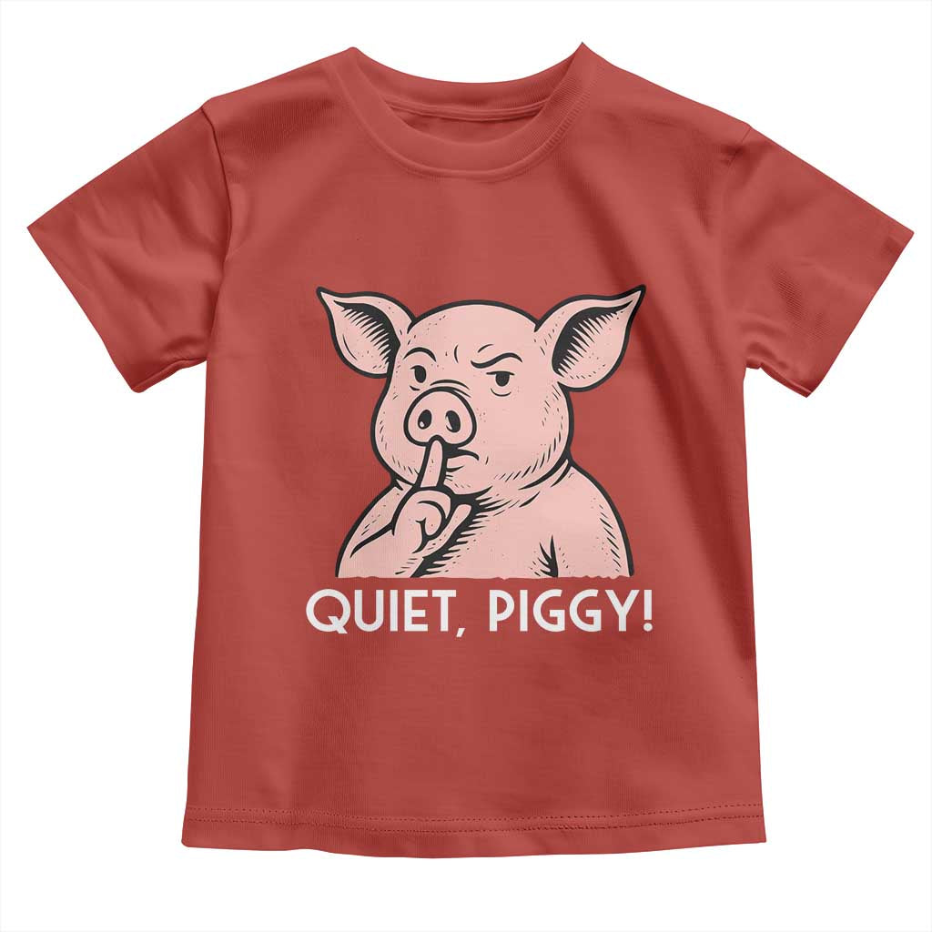 Quiet Piggy Funny Shushing Pig Toddler T Shirt Funny Political Satire Cute Cartoon Animal Humor - Wonder Print Shop