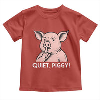 Quiet Piggy Funny Shushing Pig Toddler T Shirt Funny Political Satire Cute Cartoon Animal Humor - Wonder Print Shop