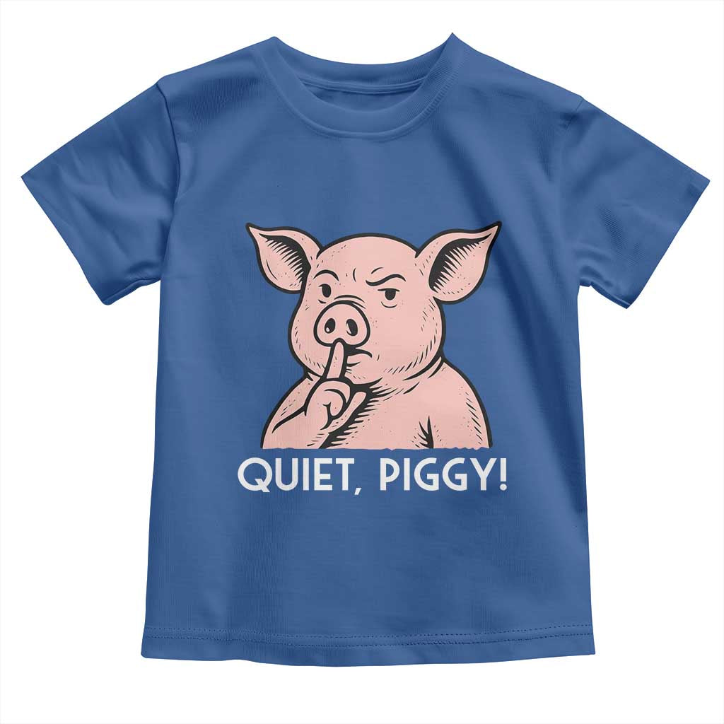 Quiet Piggy Funny Shushing Pig Toddler T Shirt Funny Political Satire Cute Cartoon Animal Humor - Wonder Print Shop