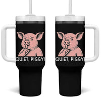Quiet Piggy Funny Shushing Pig Tumbler With Handle Funny Political Satire Cute Cartoon Animal Humor - Wonder Print Shop