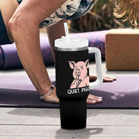 Quiet Piggy Funny Shushing Pig Tumbler With Handle Funny Political Satire Cute Cartoon Animal Humor - Wonder Print Shop