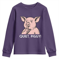 Quiet Piggy Funny Shushing Pig Youth Sweatshirt Funny Political Satire Cute Cartoon Animal Humor - Wonder Print Shop