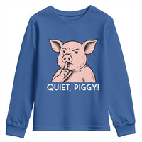 Quiet Piggy Funny Shushing Pig Youth Sweatshirt Funny Political Satire Cute Cartoon Animal Humor - Wonder Print Shop