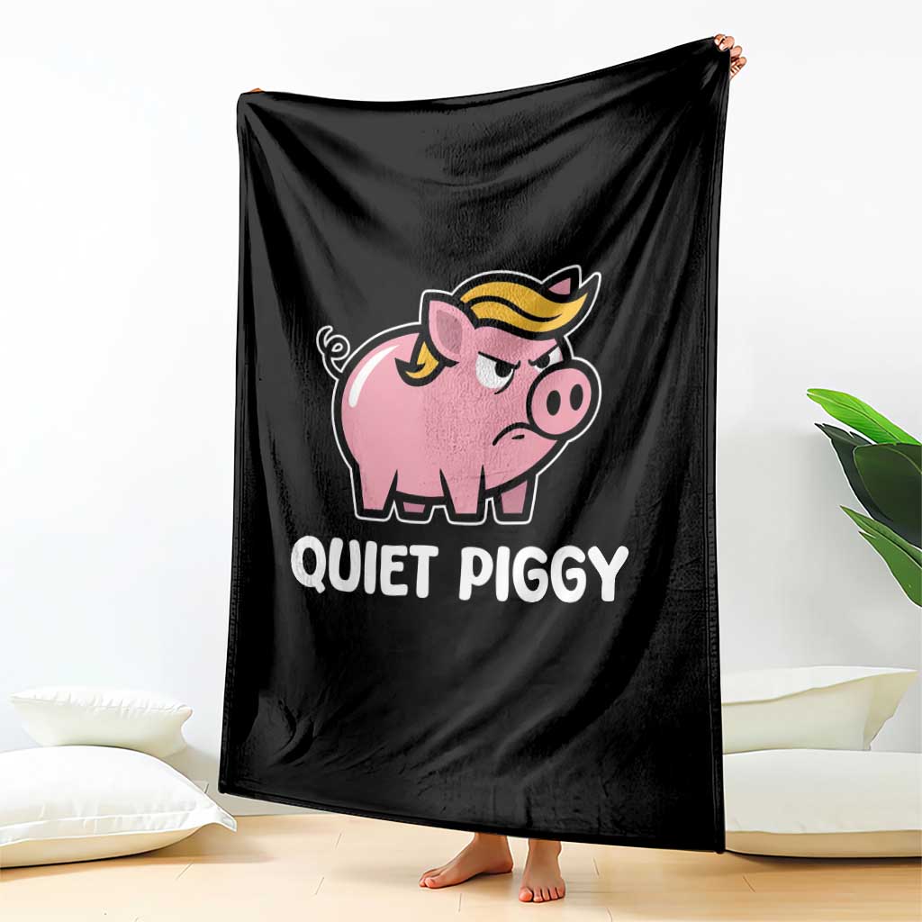 Quiet Piggy Funny Blonde Pig Throw Blanket Political Satire Humor Free Speech Cute Cartoon - Wonder Print Shop