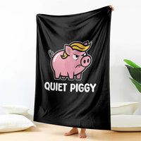 Quiet Piggy Funny Blonde Pig Throw Blanket Political Satire Humor Free Speech Cute Cartoon - Wonder Print Shop