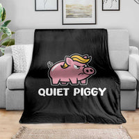 Quiet Piggy Funny Blonde Pig Throw Blanket Political Satire Humor Free Speech Cute Cartoon - Wonder Print Shop