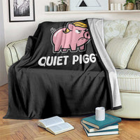 Quiet Piggy Funny Blonde Pig Throw Blanket Political Satire Humor Free Speech Cute Cartoon - Wonder Print Shop