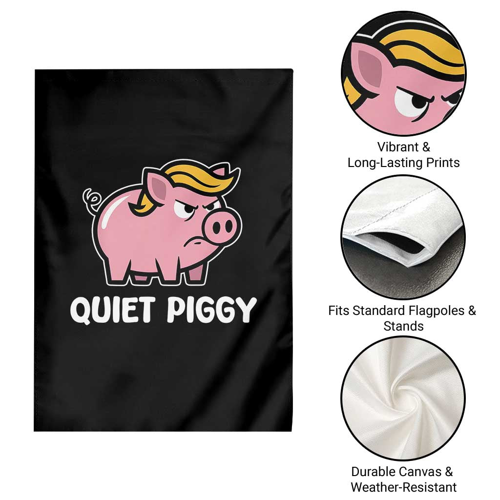 Quiet Piggy Funny Blonde Pig Garden Flag Political Satire Humor Free Speech Cute Cartoon - Wonder Print Shop