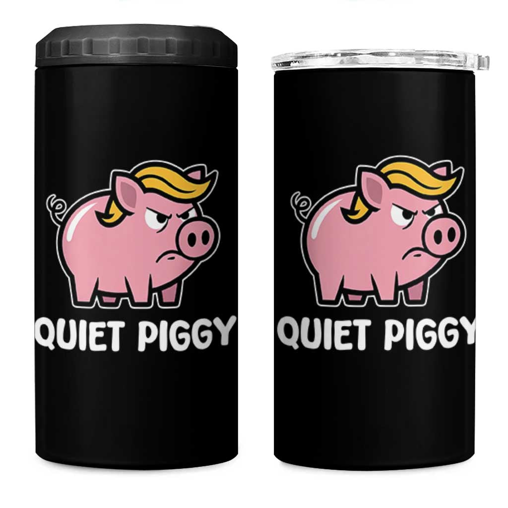 Quiet Piggy Funny Blonde Pig 4 in 1 Can Cooler Tumbler Political Satire Humor Free Speech Cute Cartoon - Wonder Print Shop