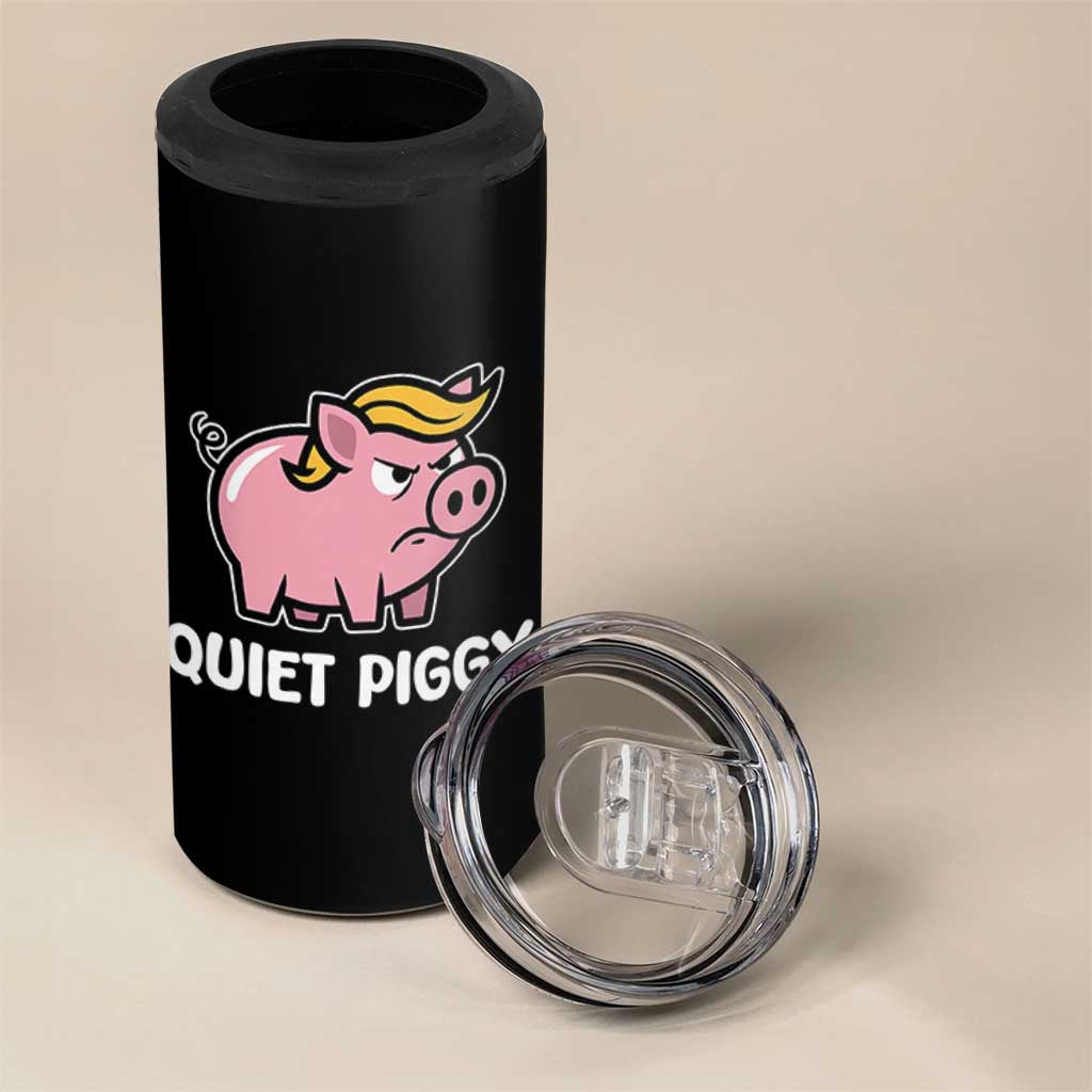 Quiet Piggy Funny Blonde Pig 4 in 1 Can Cooler Tumbler Political Satire Humor Free Speech Cute Cartoon - Wonder Print Shop