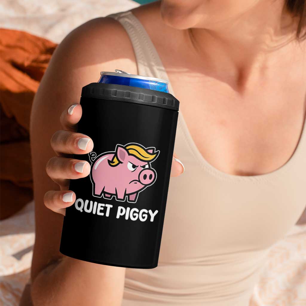 Quiet Piggy Funny Blonde Pig 4 in 1 Can Cooler Tumbler Political Satire Humor Free Speech Cute Cartoon - Wonder Print Shop