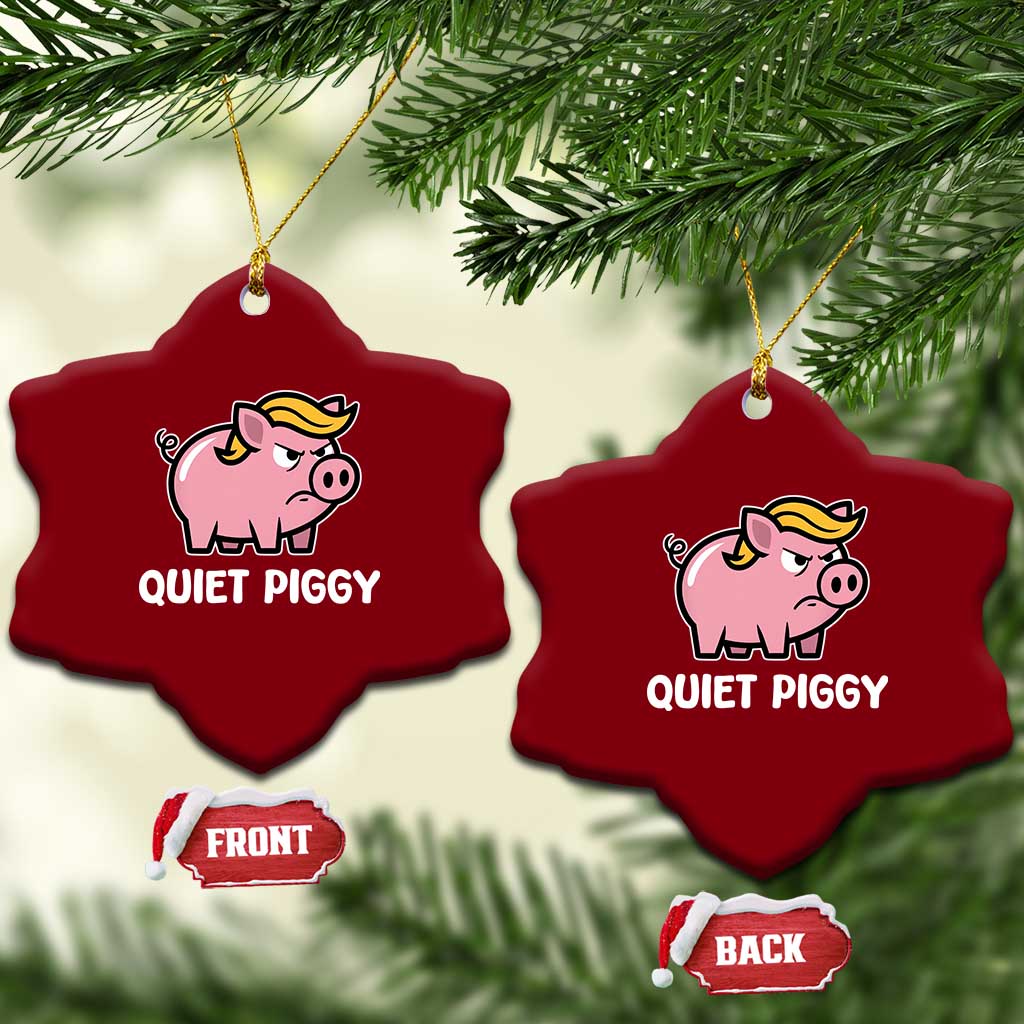 Quiet Piggy Funny Blonde Pig Ceramic Ornament Political Satire Humor Free Speech Cute Cartoon - Wonder Print Shop