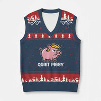 Quiet Piggy Funny Blonde Pig V-Neck Knit Sweater Vest Political Satire Humor Free Speech Cute Cartoon - Wonder Print Shop