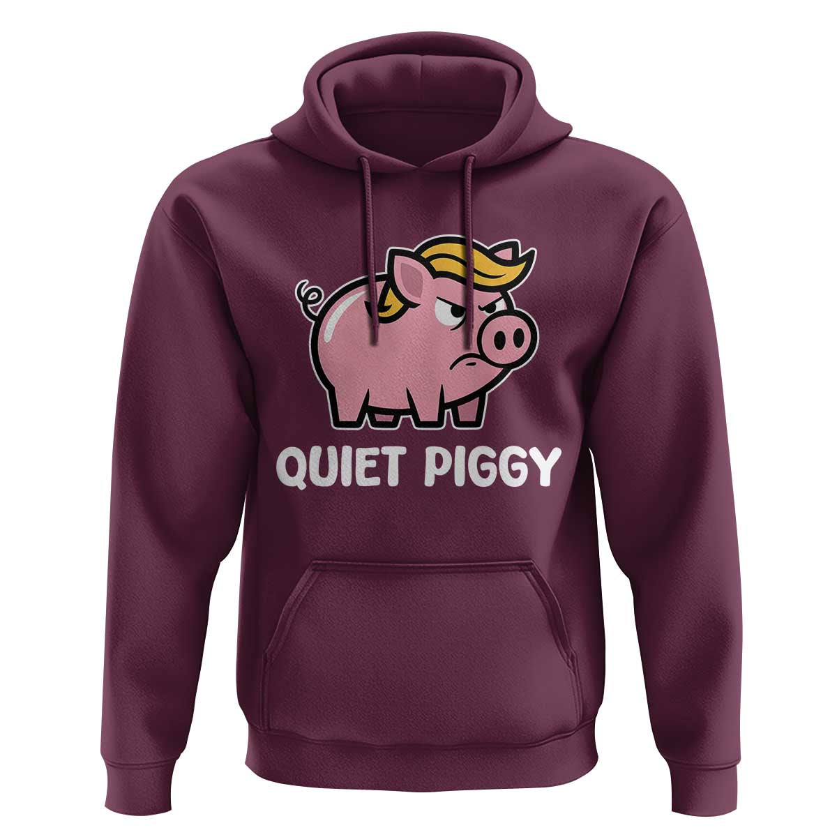 Quiet Piggy Funny Blonde Pig Hoodie Political Satire Humor Free Speech Cute Cartoon - Wonder Print Shop