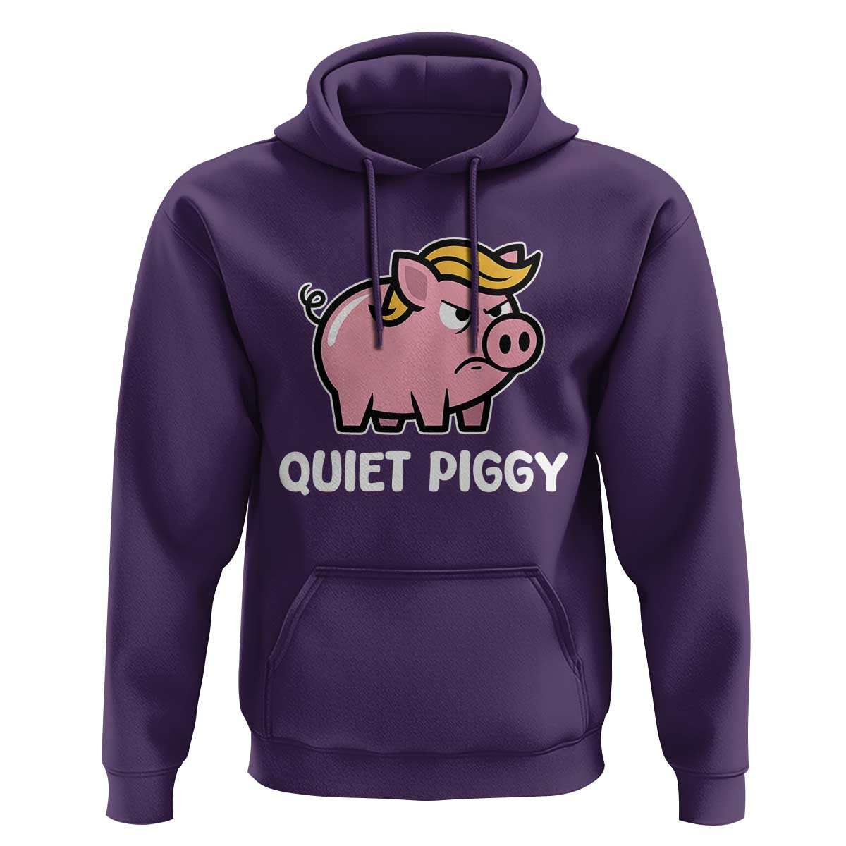 Quiet Piggy Funny Blonde Pig Hoodie Political Satire Humor Free Speech Cute Cartoon - Wonder Print Shop