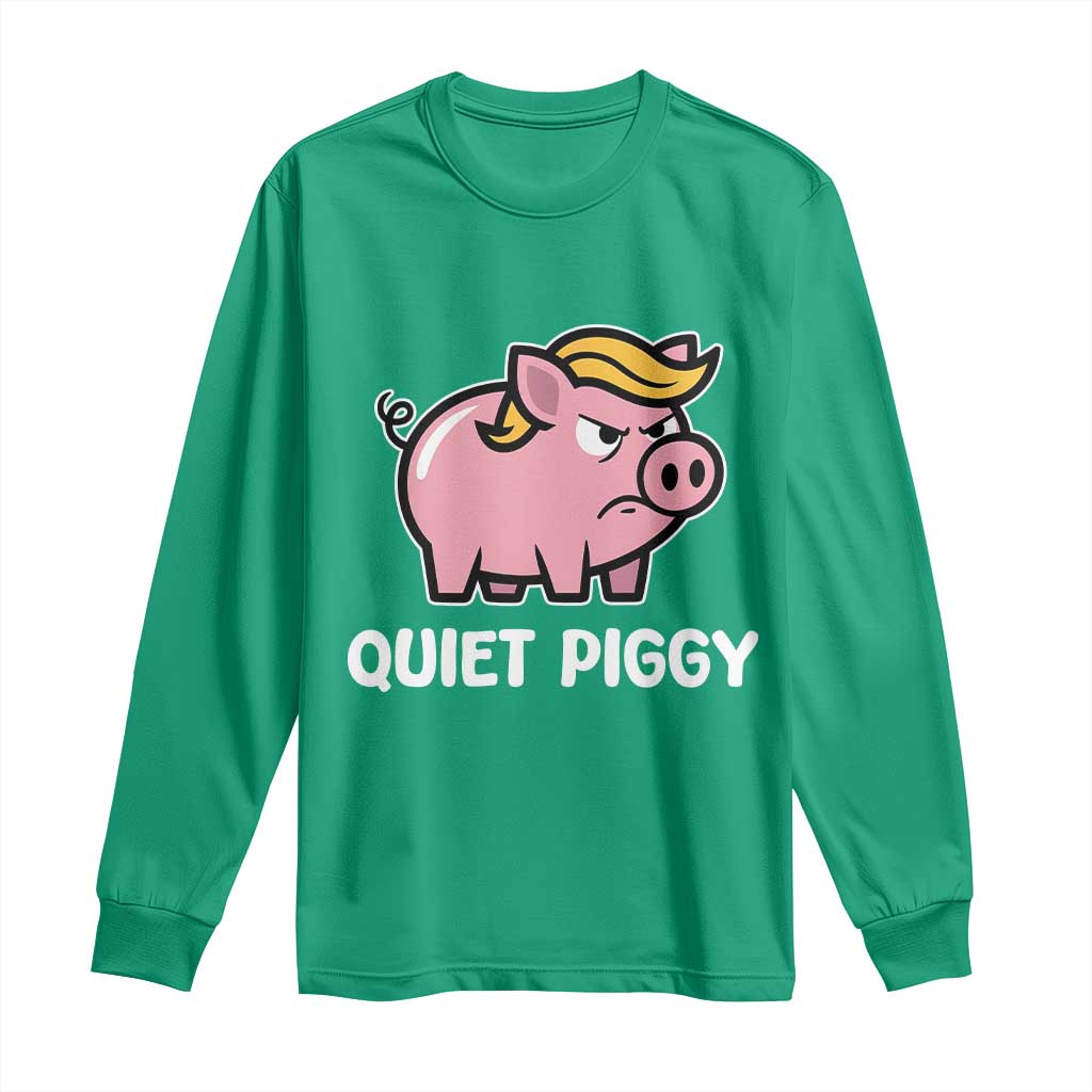 Quiet Piggy Funny Blonde Pig Long Sleeve Shirt Political Satire Humor Free Speech Cute Cartoon - Wonder Print Shop