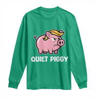 Quiet Piggy Funny Blonde Pig Long Sleeve Shirt Political Satire Humor Free Speech Cute Cartoon - Wonder Print Shop