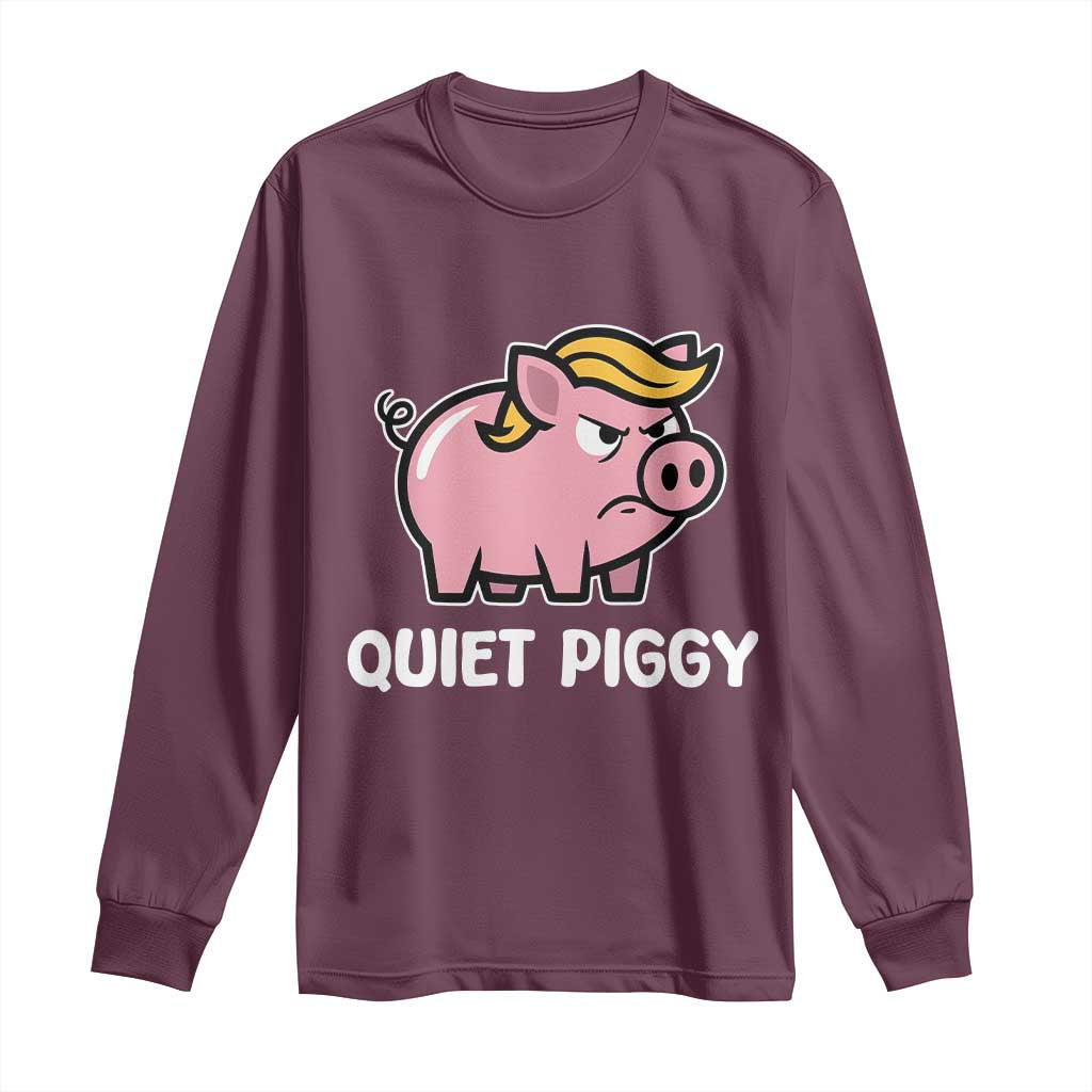 Quiet Piggy Funny Blonde Pig Long Sleeve Shirt Political Satire Humor Free Speech Cute Cartoon - Wonder Print Shop