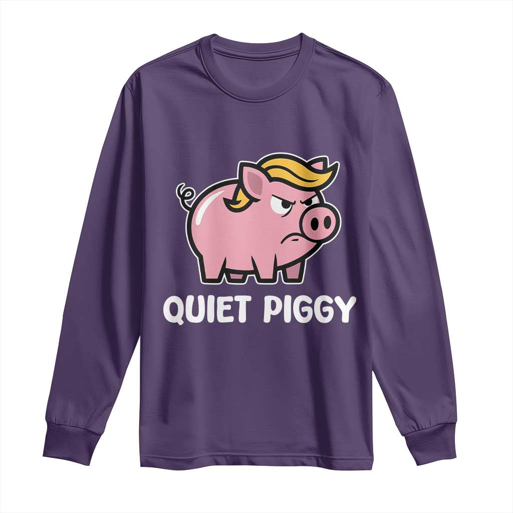 Quiet Piggy Funny Blonde Pig Long Sleeve Shirt Political Satire Humor Free Speech Cute Cartoon - Wonder Print Shop