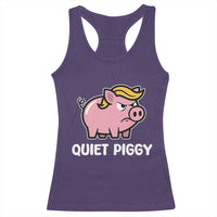 Quiet Piggy Funny Blonde Pig Racerback Tank Top Political Satire Humor Free Speech Cute Cartoon - Wonder Print Shop