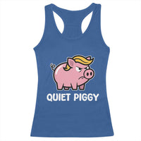 Quiet Piggy Funny Blonde Pig Racerback Tank Top Political Satire Humor Free Speech Cute Cartoon - Wonder Print Shop