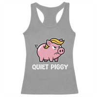 Quiet Piggy Funny Blonde Pig Racerback Tank Top Political Satire Humor Free Speech Cute Cartoon - Wonder Print Shop