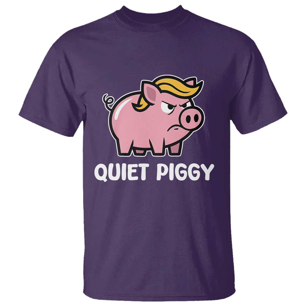 Quiet Piggy Funny Blonde Pig T Shirt Political Satire Humor Free Speech Cute Cartoon - Wonder Print Shop