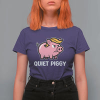 Quiet Piggy Funny Blonde Pig T Shirt For Women Political Satire Humor Free Speech Cute Cartoon - Wonder Print Shop
