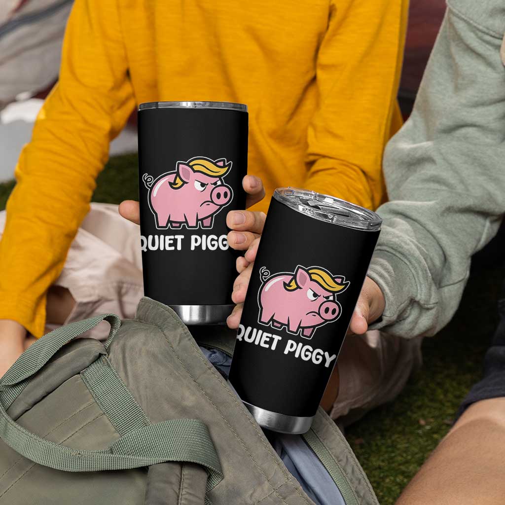 Quiet Piggy Funny Blonde Pig Tumbler Cup Political Satire Humor Free Speech Cute Cartoon - Wonder Print Shop
